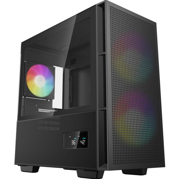 DeepCool CH360 Digital Gaming Case Black Mid Tower with Tempered Glass Side Window Panel