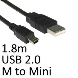USB 2.0 A (M) to USB 2.0 Mini B (M) 1.8m Black OEM Data Cable