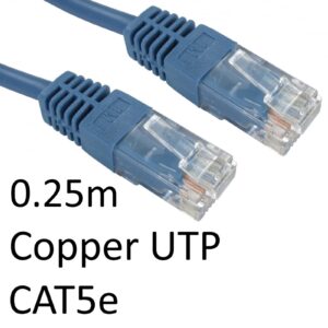 RJ45 (M) to RJ45 (M) CAT5e 0.25m Blue OEM Moulded Boot Copper UTP Network Cable