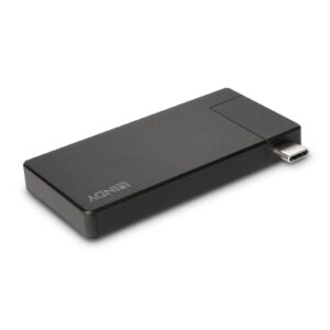 LINDY 43336 USB-C Laptop Micro Docking Station with 1 x HDMI (F) 1 x USB Type-A (F) & USB Type-C Featuring Power Delivery 3.0 Capable up to 100W for Pass-Through Charging