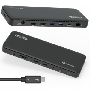 Plugable TBT4-UD5 ThunderBolt 4 Dual Monitor (2x 4K or 1x 8K) 96W USB-C PD Docking Station