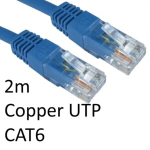 RJ45 (M) to RJ45 (M) CAT6 2m Blue OEM Moulded Boot Copper UTP Network Cable