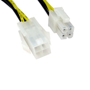 4-Pin ATX (M) to 4-Pin ATX (F) 0.28m Black and Yellow OEM Internal Extension Cable