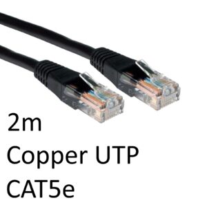 RJ45 (M) to RJ45 (M) CAT5e 2m Black OEM Moulded Boot Copper UTP Network Cable