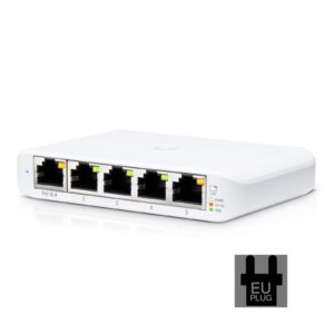 Ubiquiti USW-FLEX-MINI UniFi USW Flex Mini 5 Port Smart Managed POE/USB C Powered Gigabit Network Switch (EU Plug)