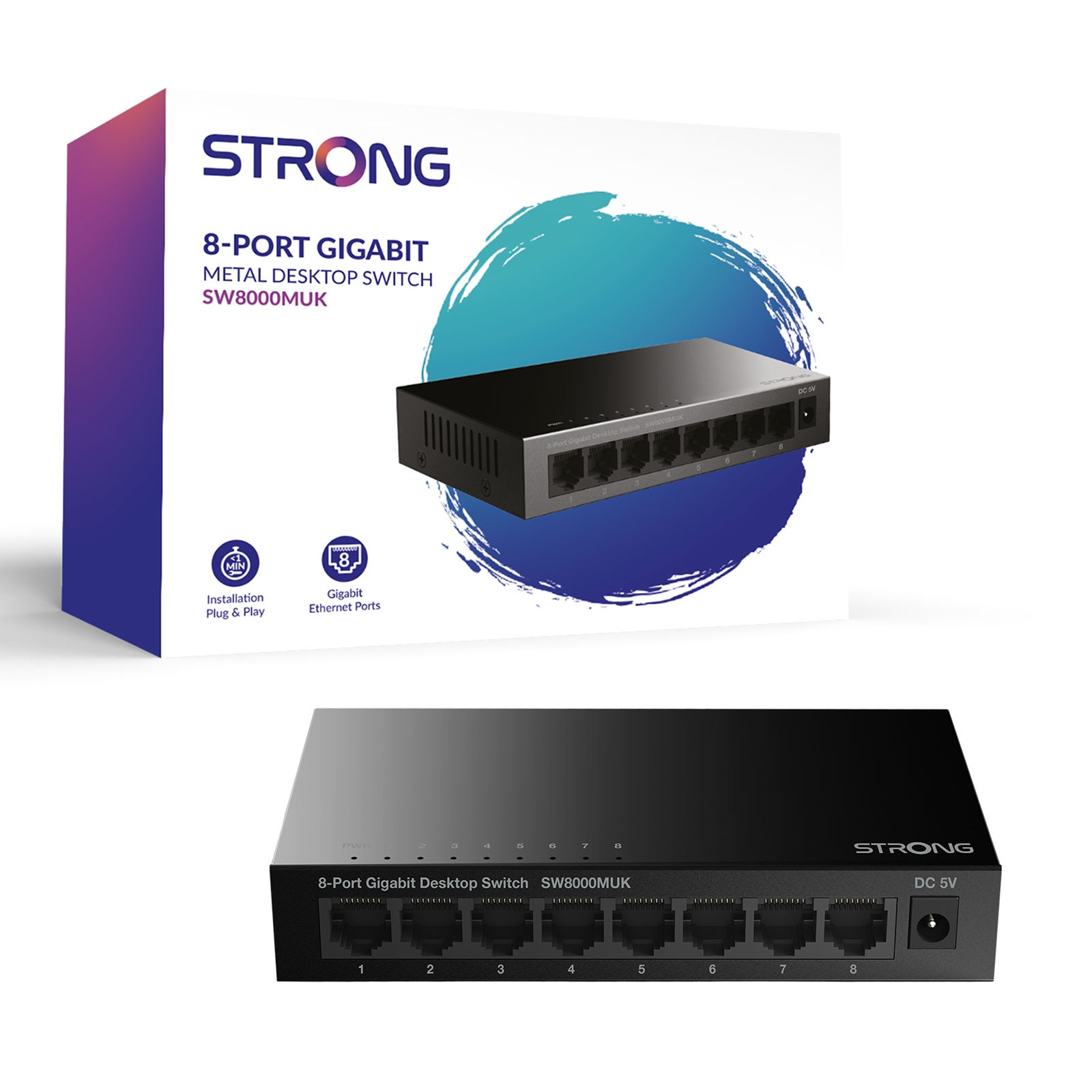 Strong SW8000MUK 8 Port Gigabit Switch (Metal) - My CMS Strong SW8000MUK 8 Port Gigabit Switch (Metal)