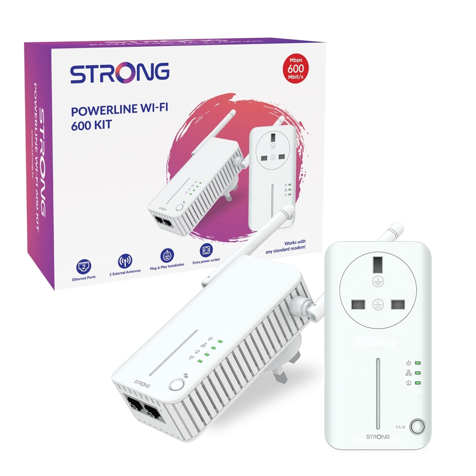 Strong POWERLWF600DUOUK AV600 WI-FI Passthrough Powerline Kit (2 Pack) - My CMS Strong POWERLWF600DUOUK AV600 WI-FI Passthrough Powerline Kit (2 Pack)