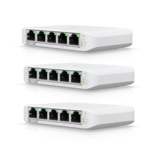 Ubiquiti USW-FLEX-MINI-3 UniFi USW Flex Mini 5 Port Smart Managed POE/USB C Powered Gigabit Network Switch (Triple Pack