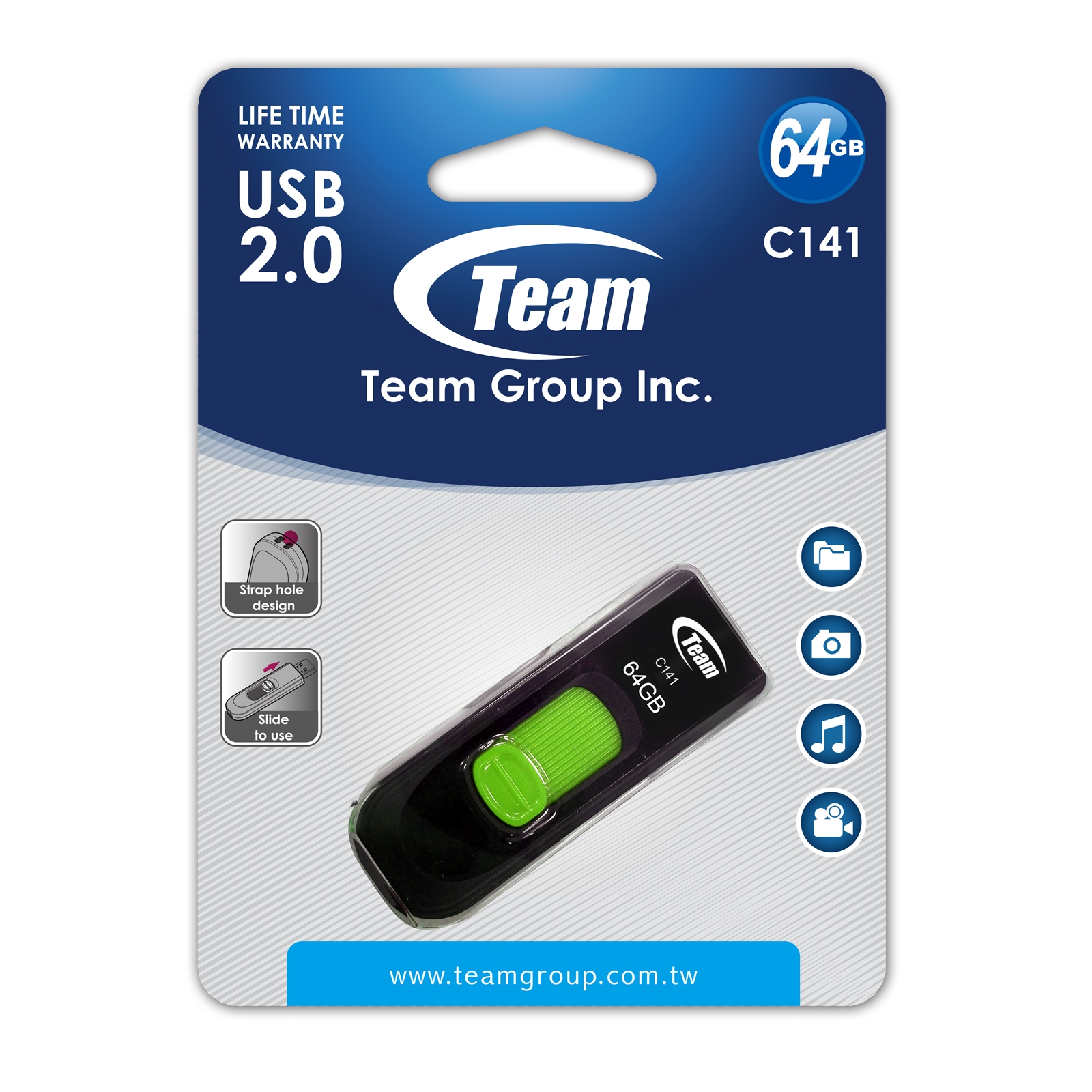 Team C141 64GB USB 2.0 Green USB Flash Drive - My CMS Team C141 64GB USB 2.0 Green USB Flash Drive