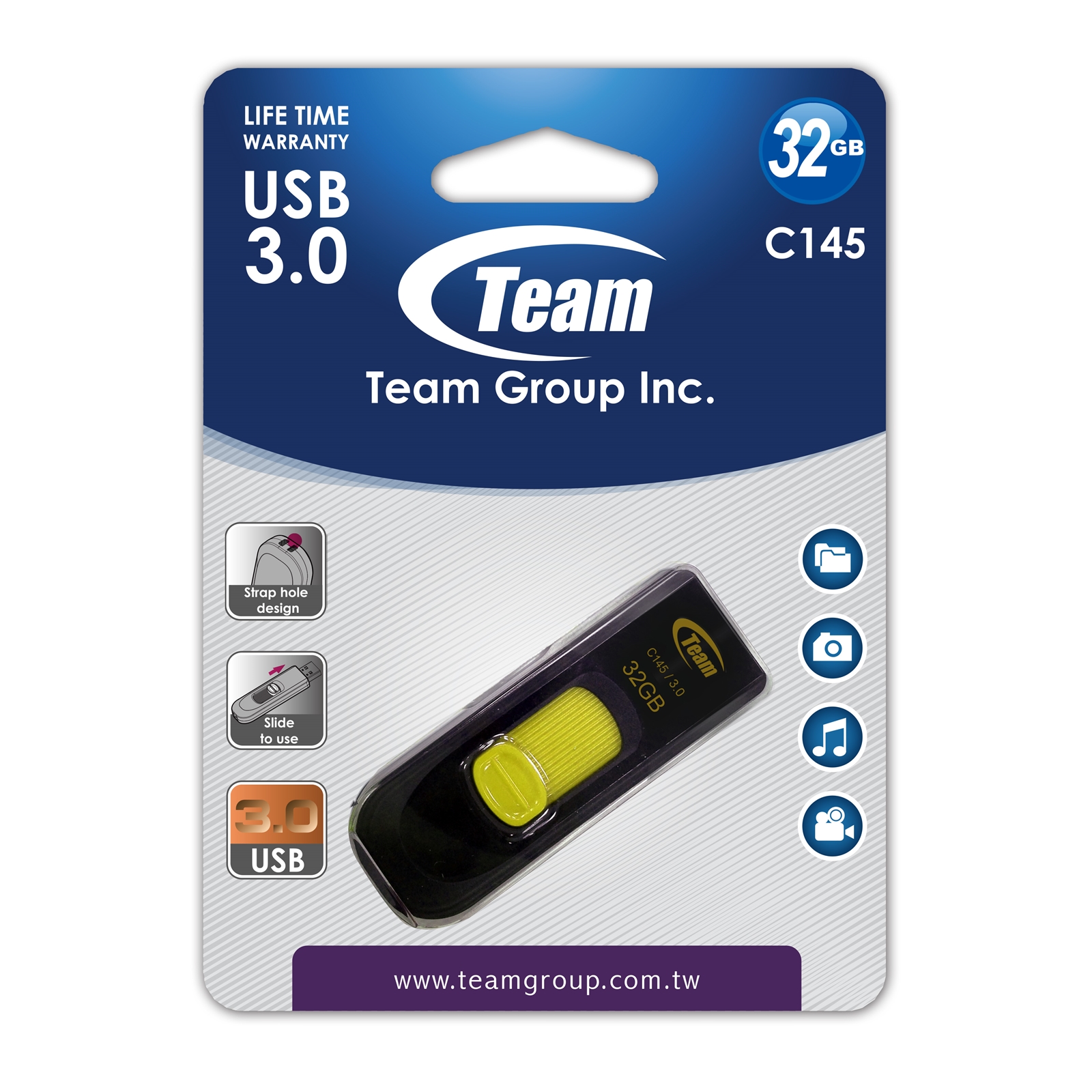 Team C145 32GB USB 3.0 Yellow USB Flash Drive - My CMS Team C145 32GB USB 3.0 Yellow USB Flash Drive