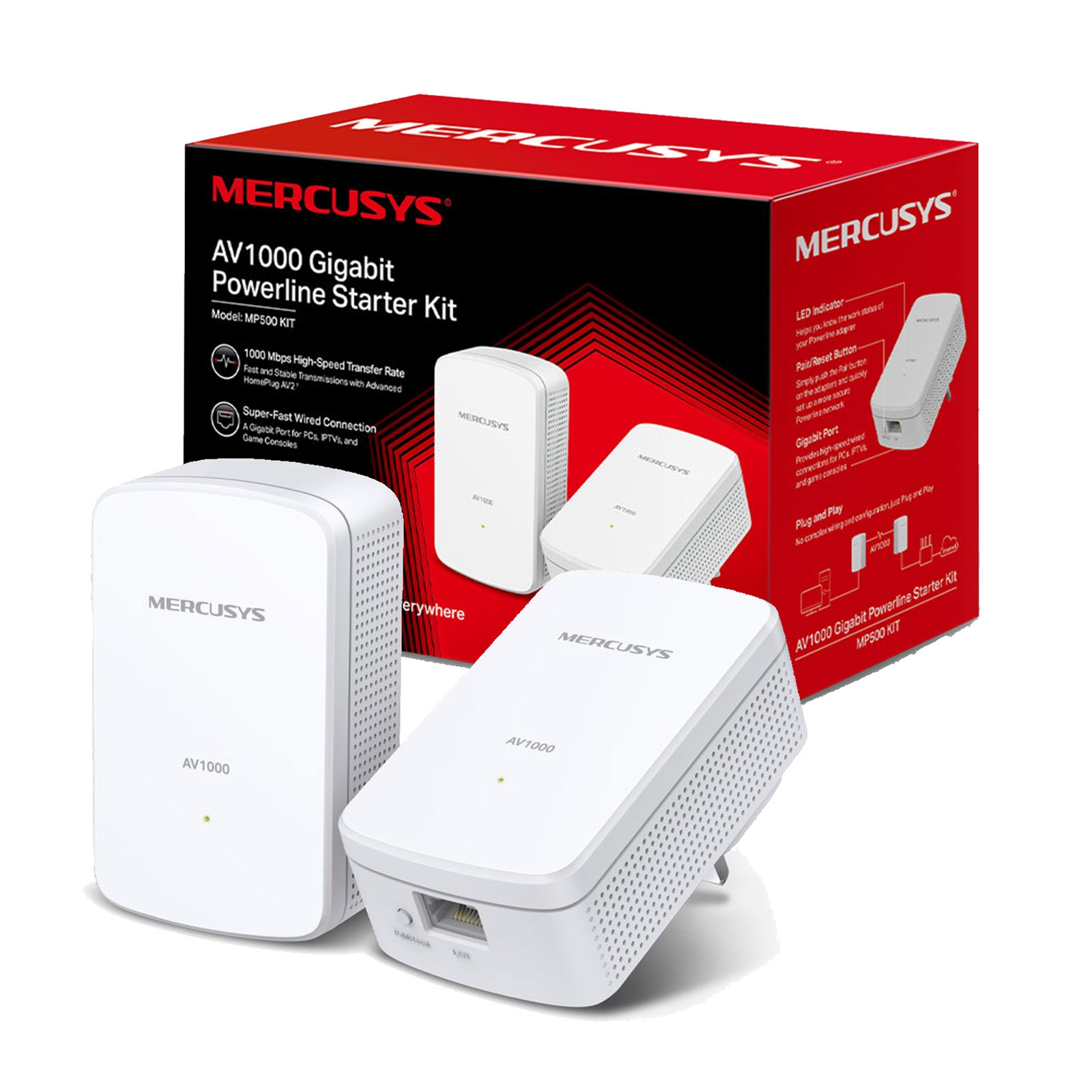 Mercusys MP500 KIT AV1000 Gigabit Powerline Starter Kit (UK Plug) - My CMS Mercusys MP500 KIT AV1000 Gigabit Powerline Starter Kit (UK Plug)
