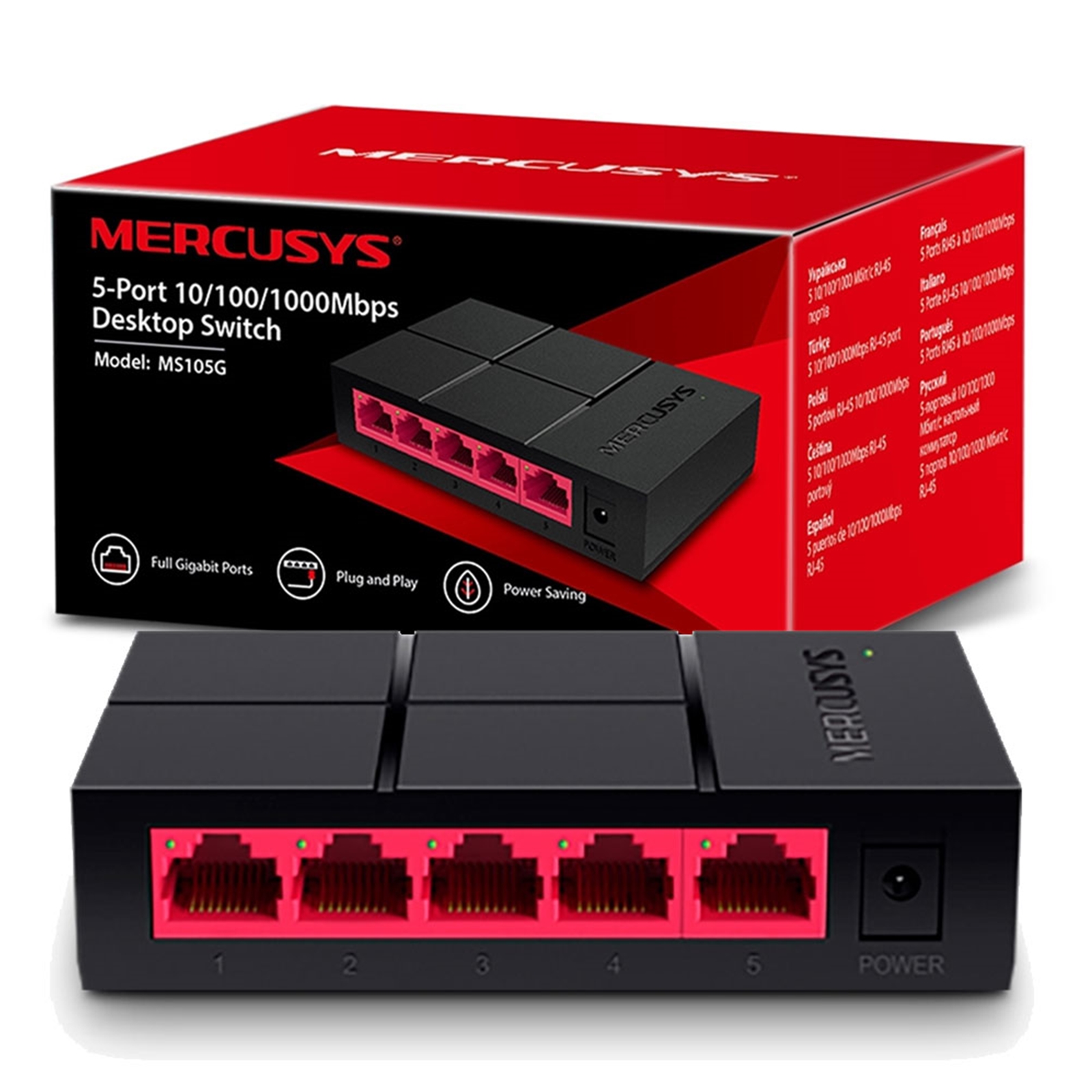 Mercusys MS105G 5 Port Gigabit Ethernet Network Switch - My CMS Mercusys MS105G 5 Port Gigabit Ethernet Network Switch