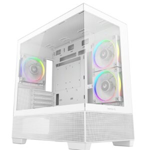 DeepCool CG380 3F Micro-ATX Gaming Case White  Panoramic Tempered Glass Side Panel