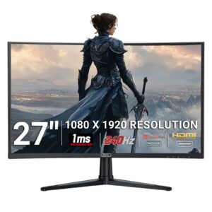 piXL PX27CC301B 27 Inch 240Hz HDR 10+ Full HD Curved Gaming Monitor with 1920 x 1080 Resolution